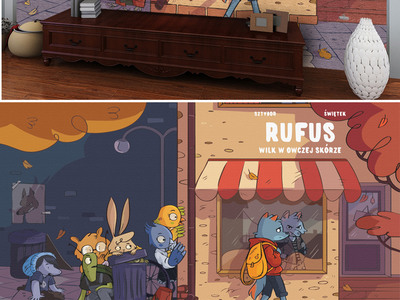 手繪卡通商店動物漫畫