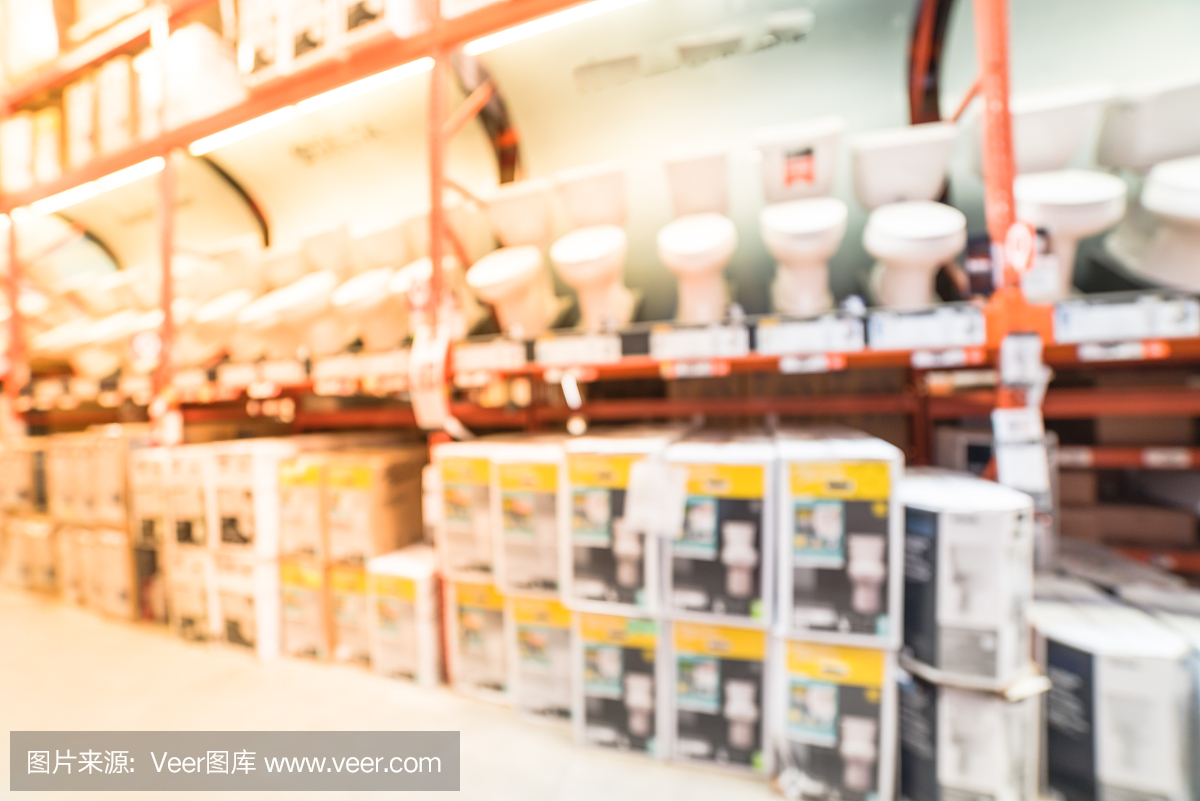 抽象模糊的馬桶座,碗,坐浴盆在五金店在美國(guó)